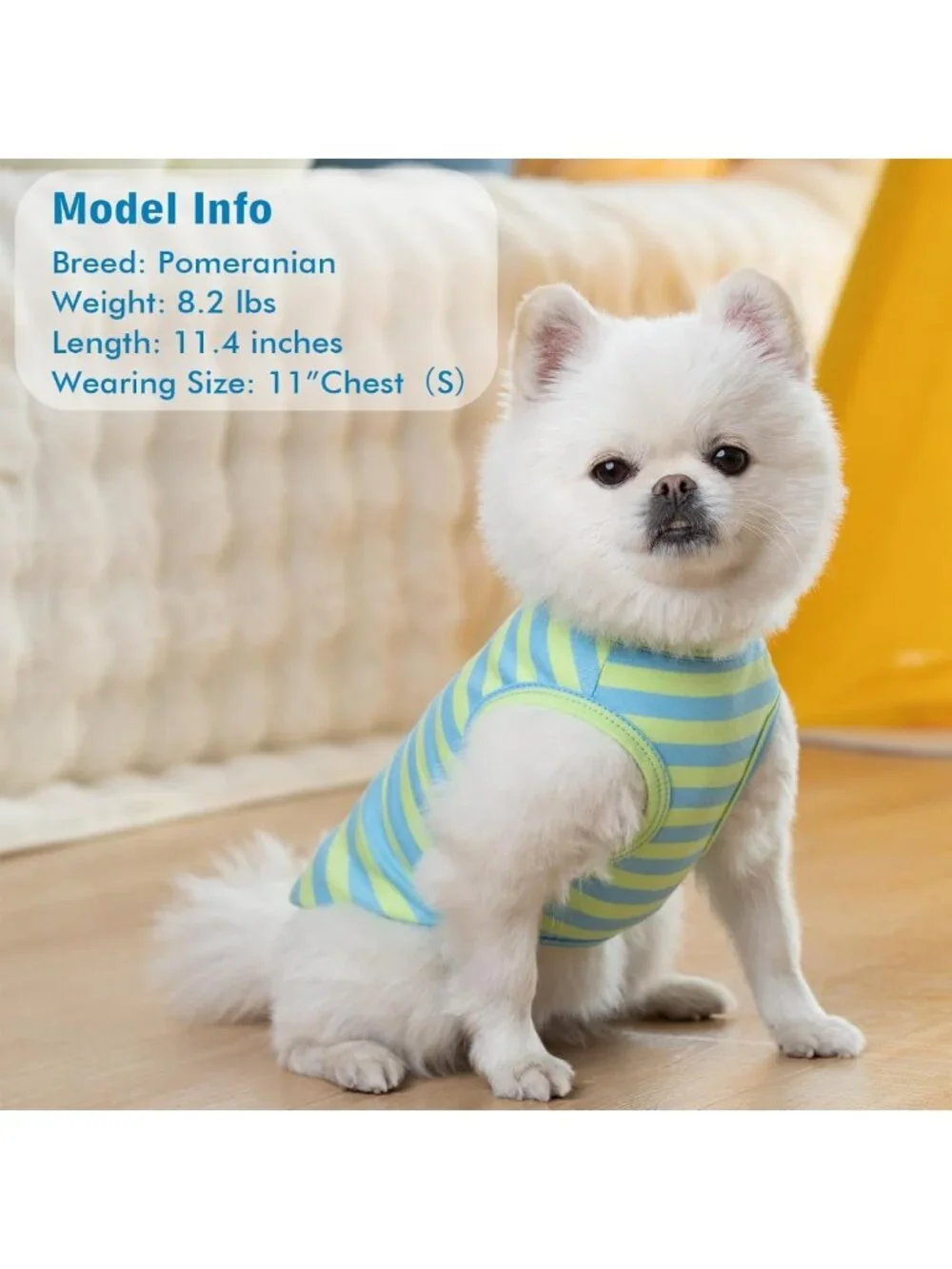 Soft Striped Dog Shirts - Lightweight Sleeveless Tank Tops for Small Pets, Blue